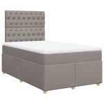 Pat box spring cu saltea, gri taupe, 120×200 cm, textil