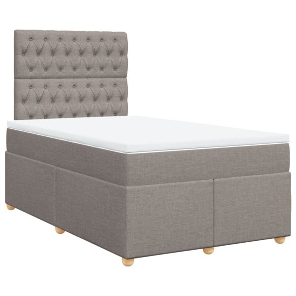 Pat box spring cu saltea, gri taupe, 120×200 cm, textil