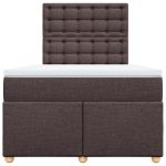 Pat box spring cu saltea, maro închis, 120×200 cm, textil