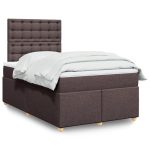Pat box spring cu saltea, maro închis, 120×200 cm, textil