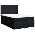 Pat box spring cu saltea, negru, 140×190 cm, textil