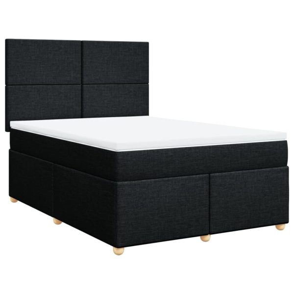 Pat box spring cu saltea, negru, 140×190 cm, textil