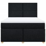 Pat box spring cu saltea, negru, 140×190 cm, textil
