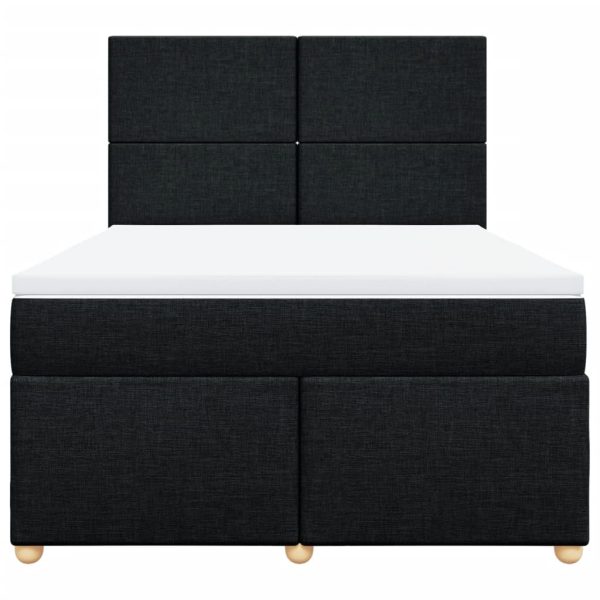 Pat box spring cu saltea, negru, 140×190 cm, textil