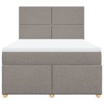 Pat box spring cu saltea, gri taupe, 140×200 cm, textil