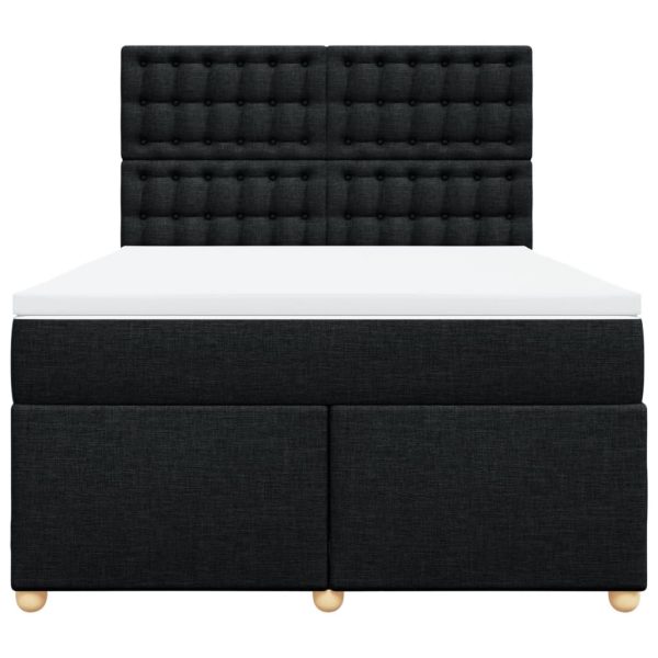 Pat box spring cu saltea, negru, 140×190 cm, textil
