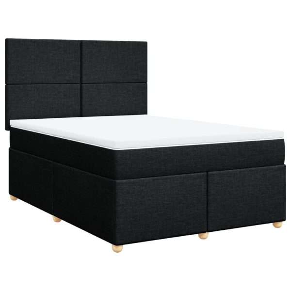 Pat box spring cu saltea, negru, 140×200 cm, textil