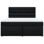 Pat box spring cu saltea, negru, 180×200 cm, catifea