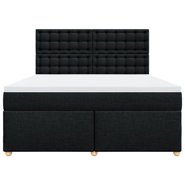 Pat box spring cu saltea, negru, 180×200 cm, catifea