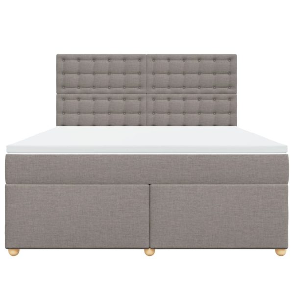 Pat continental cu saltea, gri taupe, 180×200 cm, textil