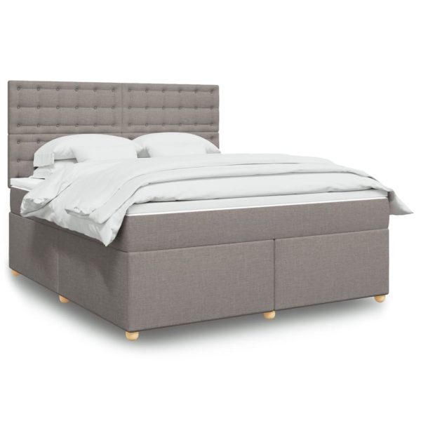 Pat continental cu saltea, gri taupe, 180×200 cm, textil
