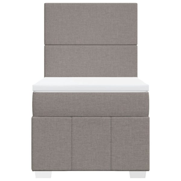 Pat box spring cu saltea, gri taupe, 90×200 cm, textil