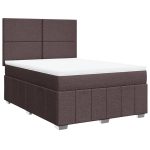 Pat continental cu saltea, maro închis, 140×200 cm, textil