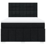 Pat box spring cu saltea, negru, 140×200 cm, textil