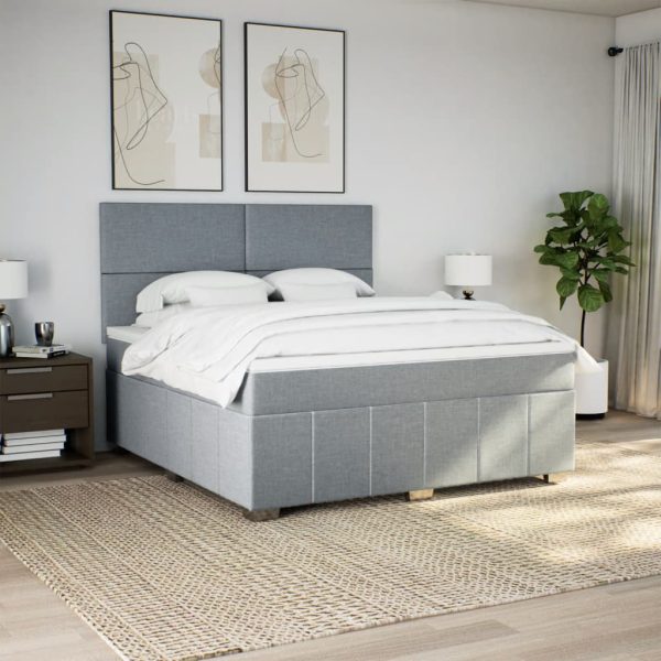 Pat continental, gri deschis, 180×200 cm, material textil