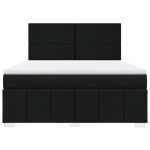 Pat box spring cu saltea, negru, 180×200 cm, catifea