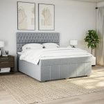 Pat continental, gri deschis, 180×200 cm, material textil
