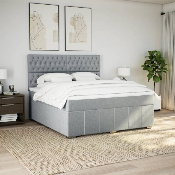 Pat continental, gri deschis, 180×200 cm, material textil