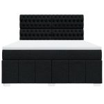 Pat box spring cu saltea, negru, 180×200 cm, catifea