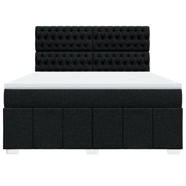 Pat box spring cu saltea, negru, 180×200 cm, catifea