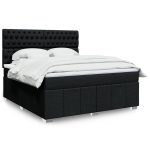 Pat box spring cu saltea, negru, 180×200 cm, catifea