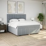 Pat continental, gri deschis, 180×200 cm, material textil
