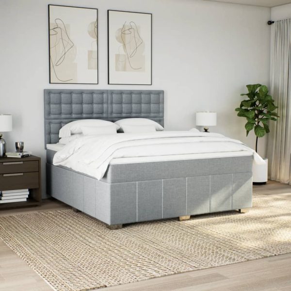 Pat continental, gri deschis, 180×200 cm, material textil