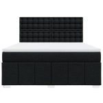 Pat box spring cu saltea, negru, 180×200 cm, catifea