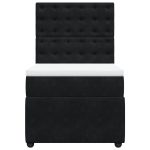 Pat box spring cu saltea, negru, 80×200 cm, catifea