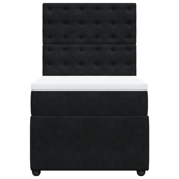 Pat box spring cu saltea, negru, 80×200 cm, catifea