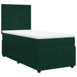 Pat box spring cu saltea, verde închis, 100×200 cm, catifea