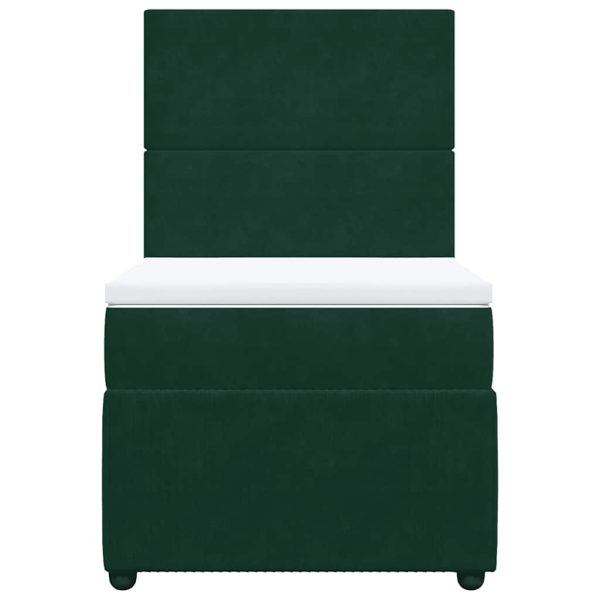 Pat box spring cu saltea, verde închis, 100×200 cm, catifea