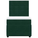 Pat box spring cu saltea, verde închis, 100×200 cm, catifea