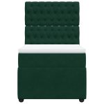 Pat box spring cu saltea, verde închis, 100×200 cm, catifea