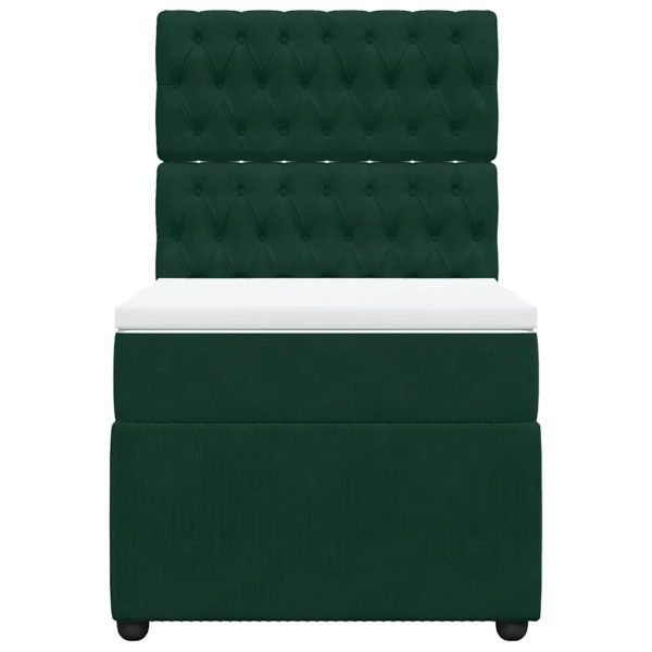 Pat box spring cu saltea, verde închis, 100×200 cm, catifea