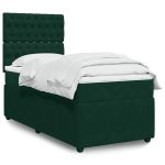 Pat box spring cu saltea, verde închis, 100×200 cm, catifea