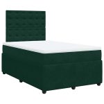 Pat box spring cu saltea, verde închis, 120×190 cm, catifea