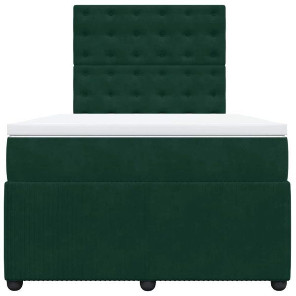 Pat box spring cu saltea, verde închis, 120×190 cm, catifea