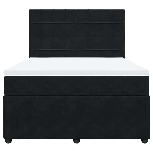 Pat box spring cu saltea, negru, 140×190 cm, catifea