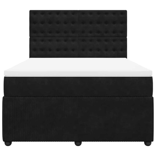 Pat box spring cu saltea, negru, 140×190 cm, catifea