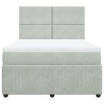 Pat box spring cu saltea, gri deschis, 160×200 cm, catifea