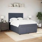 Pat box spring cu saltea, gri închis, 160×200 cm, catifea