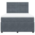 Pat box spring cu saltea, gri închis, 160×200 cm, catifea