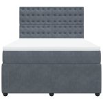Pat box spring cu saltea, gri închis, 160×200 cm, catifea