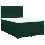 Pat box spring cu saltea, verde închis, 160×200 cm, catifea