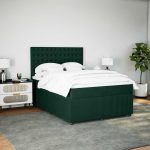 Pat box spring cu saltea, verde închis, 160×200 cm, catifea