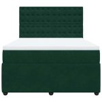 Pat box spring cu saltea, verde închis, 160×200 cm, catifea