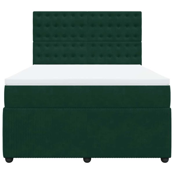 Pat box spring cu saltea, verde închis, 160×200 cm, catifea