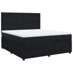 Pat box spring cu saltea, negru, 200×200 cm, catifea