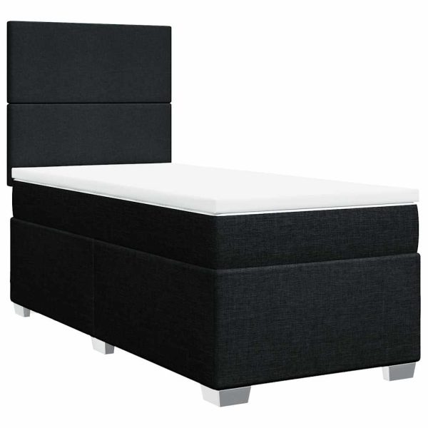 Pat box spring cu saltea, negru, 80×200 cm, textil
